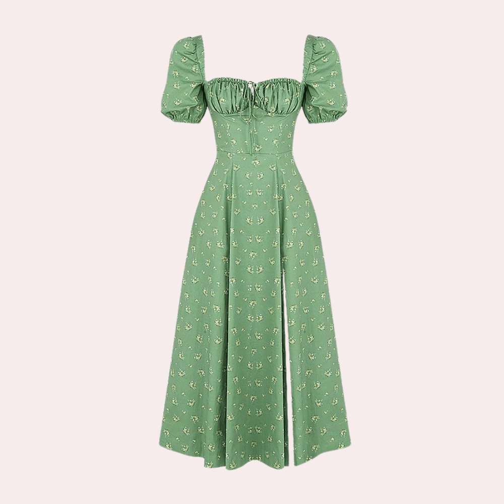 Midi Jurk met Bloemenprint en Split - Women Summer Dress - Jurkjes.co