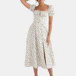 Midi Jurk met Bloemenprint en Split - Women Summer Dress - Jurkjes.co