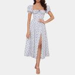 Midi Jurk met Bloemenprint en Split - Women Summer Dress - Jurkjes.co