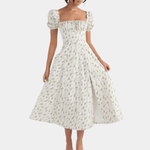 Midi Jurk met Bloemenprint en Split - Women Summer Dress - Jurkjes.co