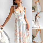 Midi-jurk met Bloemenprint en Strikbandjes - Women Summer Dress - Jurkjes.co