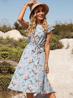 Midi Jurk met Bloemenprint en Strikdetail - Maxi Dresses - Jurkjes.co