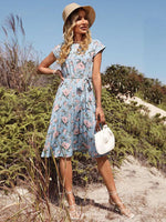 Midi Jurk met Bloemenprint en Strikdetail - Maxi Dresses - Jurkjes.co