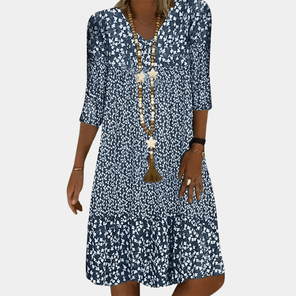 Midi Jurk met Bloemenprint en V-hals - CB- Dresses - Jurkjes.co
