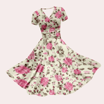 Midi Jurk met Bloemenprint en V-hals - CB - Dresses - Jurkjes.co