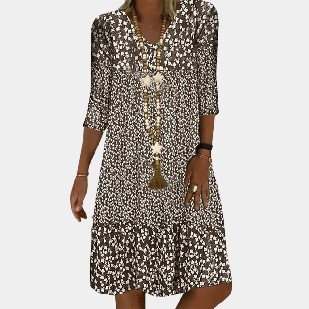 Midi Jurk met Bloemenprint en V-hals - CB- Dresses - Jurkjes.co