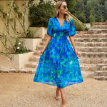 Midi Jurk met Bloemenprint en V-hals - Dresses - Jurkjes.co