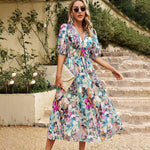 Midi Jurk met Bloemenprint en V-hals - Dresses - Jurkjes.co