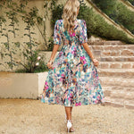 Midi Jurk met Bloemenprint en V-hals - Dresses - Jurkjes.co