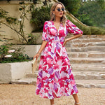 Midi Jurk met Bloemenprint en V-hals - Dresses - Jurkjes.co