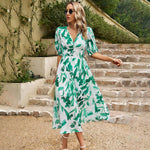 Midi Jurk met Bloemenprint en V-hals - Dresses - Jurkjes.co