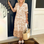 Midi Jurk met Bloemenprint en V-hals - Women Summer Dress - Jurkjes.co