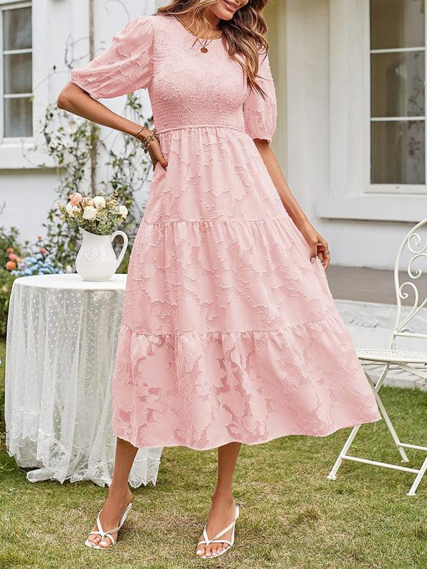 Midi Jurk met Bolle Mouwen en Laagjesrok - Midi Dresses - Jurkjes.co