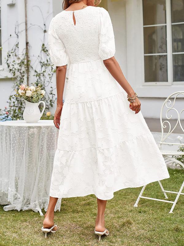 Midi Jurk met Bolle Mouwen en Laagjesrok - Midi Dresses - Jurkjes.co