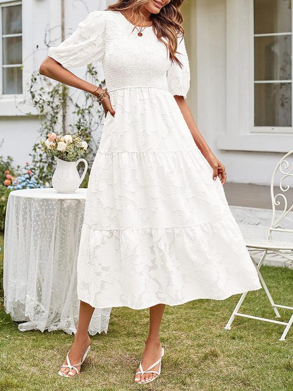 Midi Jurk met Bolle Mouwen en Laagjesrok - Midi Dresses - Jurkjes.co