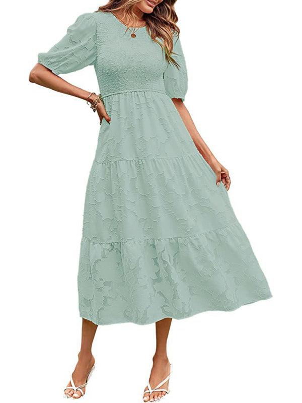 Midi Jurk met Bolle Mouwen en Laagjesrok - Midi Dresses - Jurkjes.co