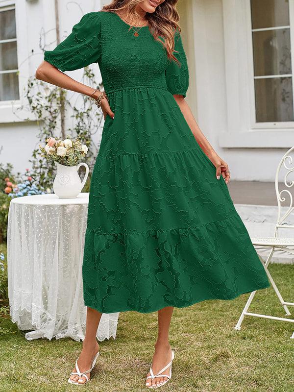 Midi Jurk met Bolle Mouwen en Laagjesrok - Midi Dresses - Jurkjes.co