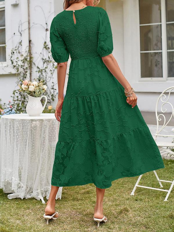 Midi Jurk met Bolle Mouwen en Laagjesrok - Midi Dresses - Jurkjes.co