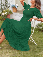 Midi Jurk met Bolle Mouwen en Laagjesrok - Midi Dresses - Jurkjes.co