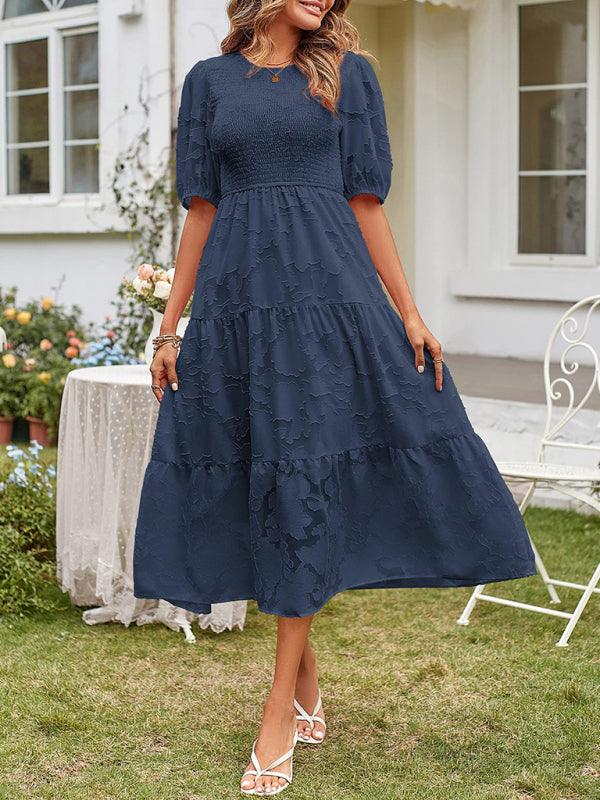 Midi Jurk met Bolle Mouwen en Laagjesrok - Midi Dresses - Jurkjes.co