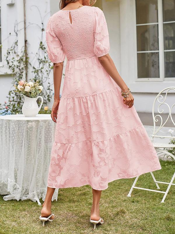Midi Jurk met Bolle Mouwen en Laagjesrok - Midi Dresses - Jurkjes.co