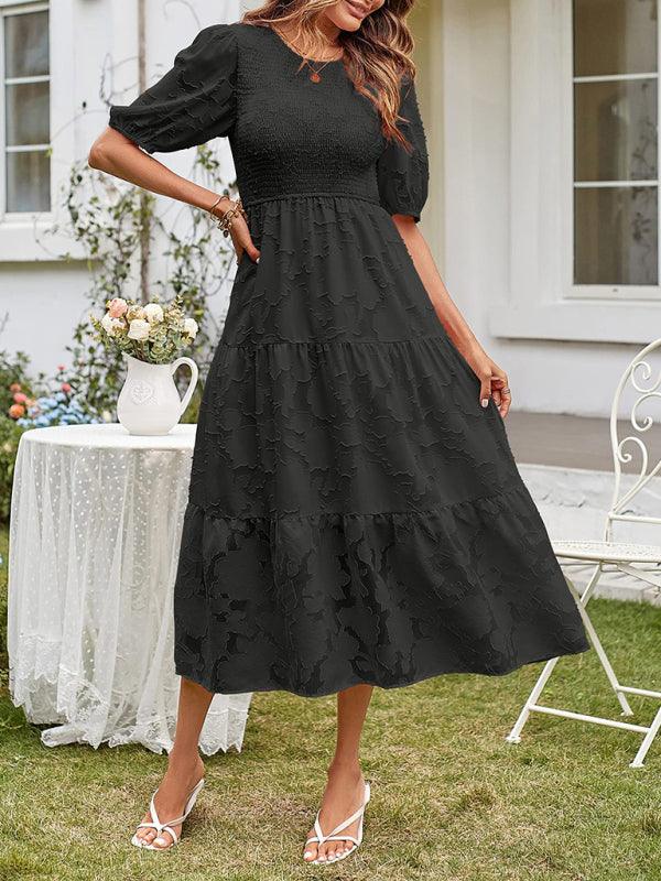 Midi Jurk met Bolle Mouwen en Laagjesrok - Midi Dresses - Jurkjes.co