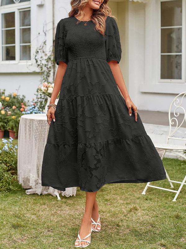 Midi Jurk met Bolle Mouwen en Laagjesrok - Midi Dresses - Jurkjes.co
