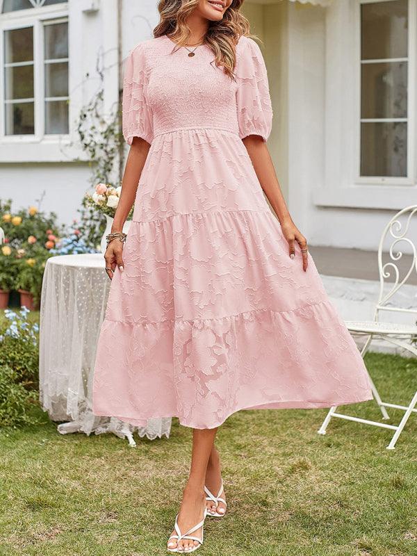 Midi Jurk met Bolle Mouwen en Laagjesrok - Midi Dresses - Jurkjes.co