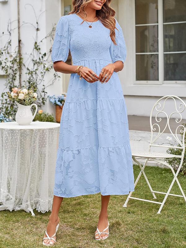Midi Jurk met Bolle Mouwen en Laagjesrok - Midi Dresses - Jurkjes.co