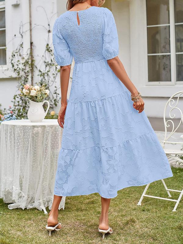 Midi Jurk met Bolle Mouwen en Laagjesrok - Midi Dresses - Jurkjes.co