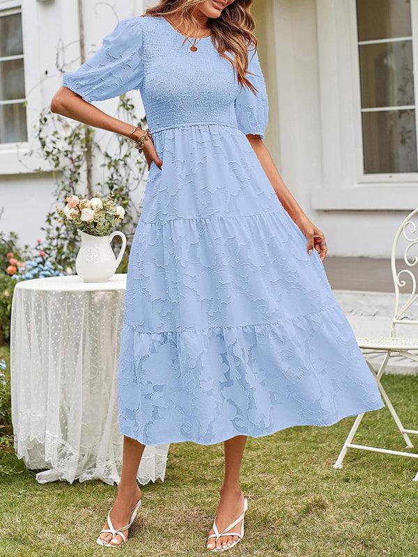 Midi Jurk met Bolle Mouwen en Laagjesrok - Midi Dresses - Jurkjes.co