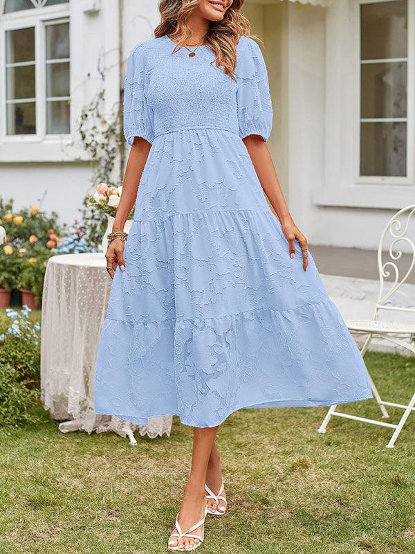 Midi Jurk met Bolle Mouwen en Laagjesrok - Midi Dresses - Jurkjes.co
