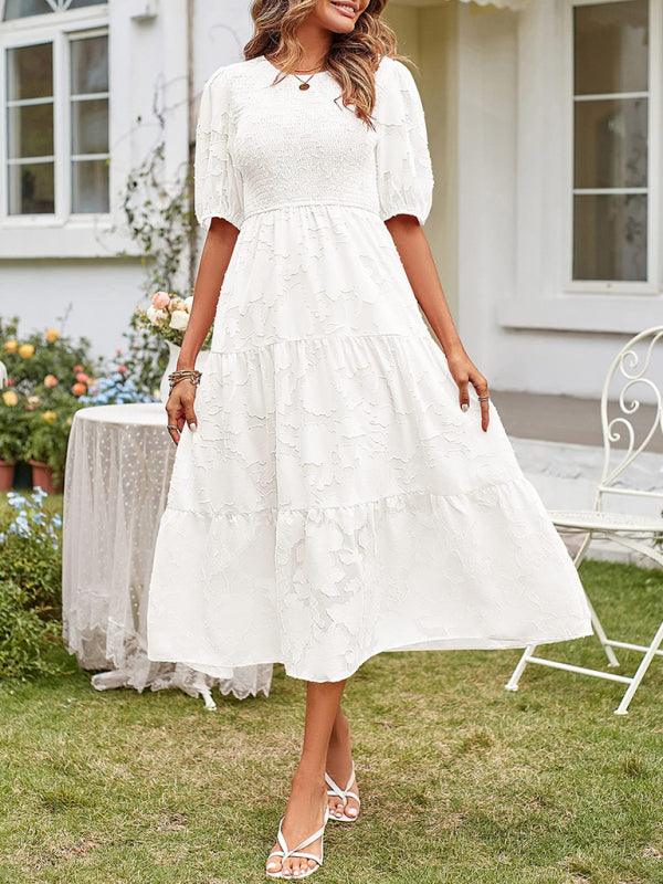 Midi Jurk met Bolle Mouwen en Laagjesrok - Midi Dresses - Jurkjes.co