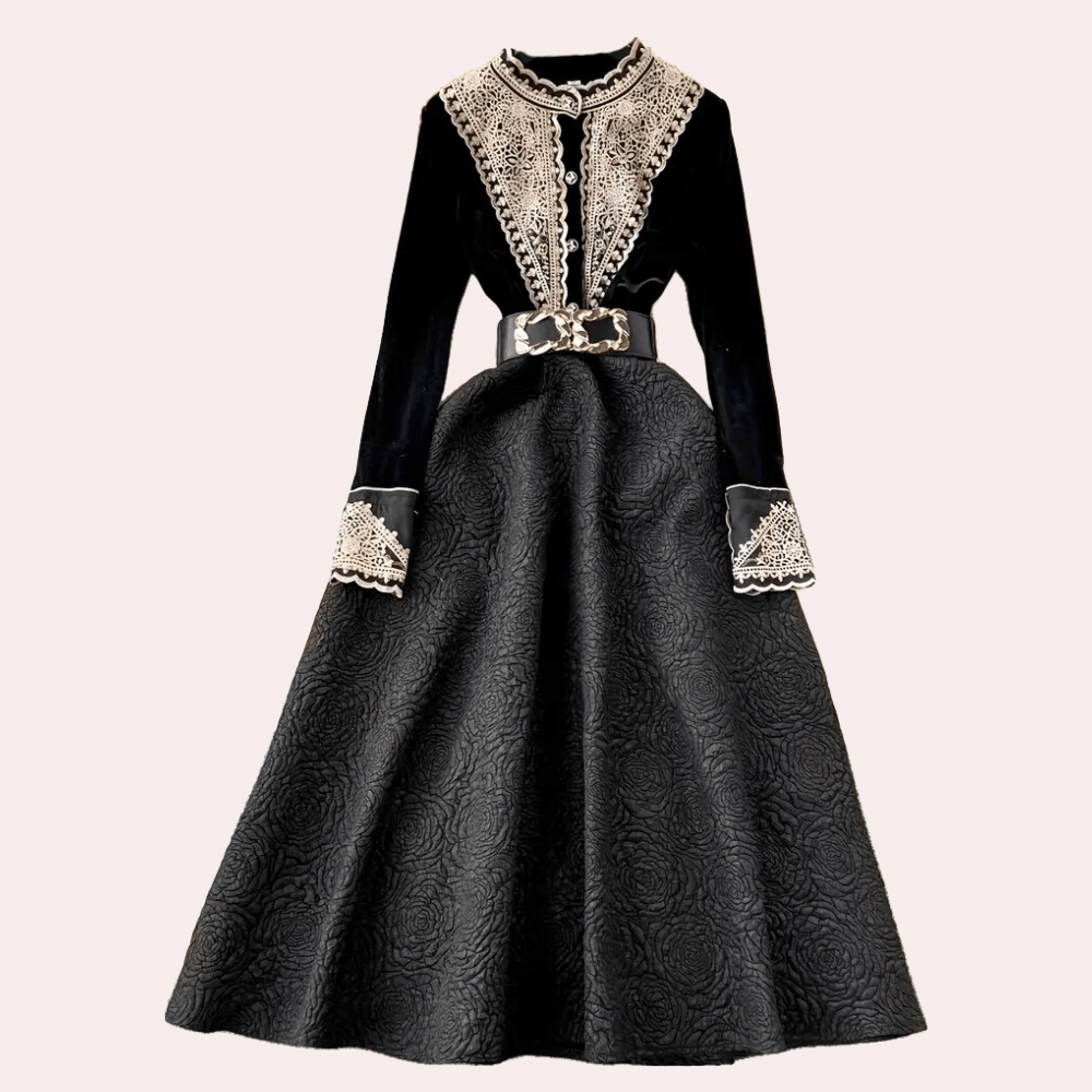 Midi Jurk met Borduursels en Elegante Snit - Dresses - Jurkjes.co