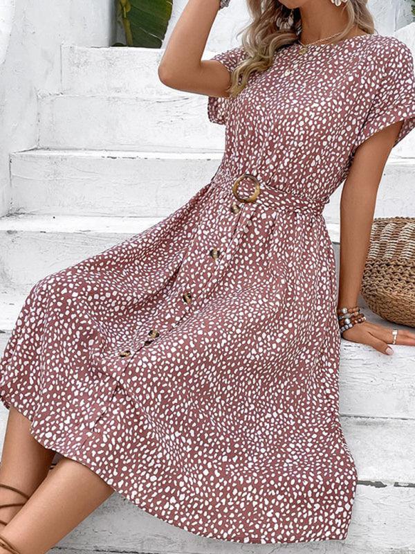 Midi Jurk met Ceintuur en Dierenprint - Group14 - Jurkjes.co