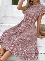 Midi Jurk met Ceintuur en Dierenprint - Group14 - Jurkjes.co