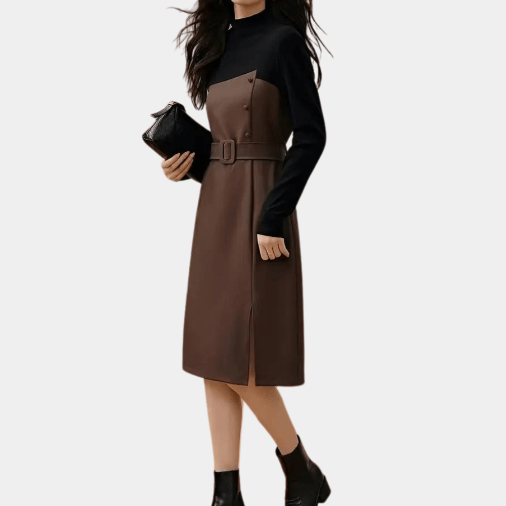 Midi-jurk met Ceintuur en Knoopdetails - Dresses - Jurkjes.co