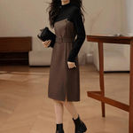 Midi-jurk met Ceintuur en Knoopdetails - Dresses - Jurkjes.co