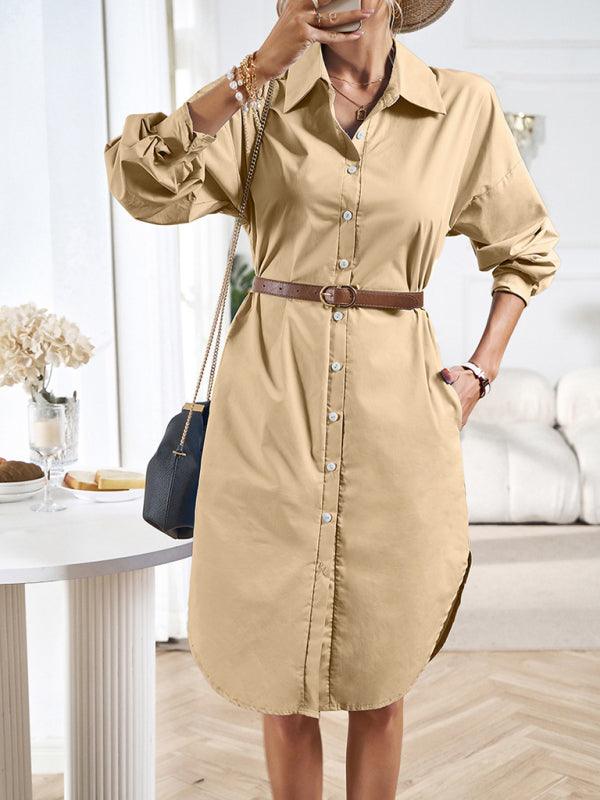 Midi Jurk met Ceintuur en Knopsluiting - Mini Dresses - Jurkjes.co