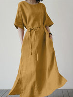 Midi Jurk met Ceintuur en Zijwaartse Split - Maxi Dresses - Jurkjes.co