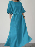 Midi Jurk met Ceintuur en Zijwaartse Split - Maxi Dresses - Jurkjes.co