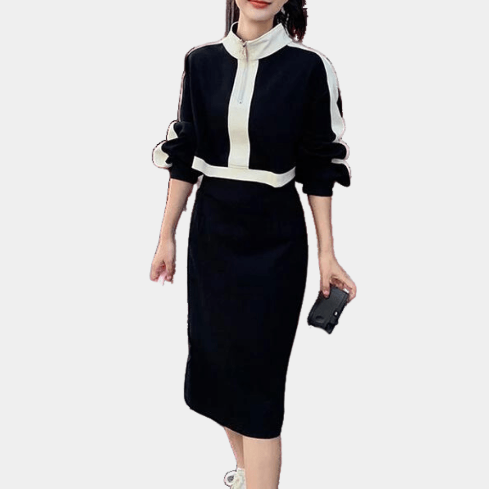 Midi-jurk met Color Block en Ritssluiting - Dresses - Jurkjes.co