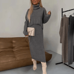 Midi-jurk met Coltrui en Effen Stijl - CB - Dresses - Jurkjes.co