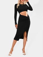 Midi Jurk met Cut-Out en Split - Midi Dresses - Jurkjes.co