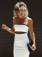 Midi Jurk met Cut-out en Strepen - Mini Dresses - Jurkjes.co