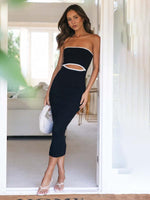 Midi Jurk met Cut-out en Strepen - Mini Dresses - Jurkjes.co