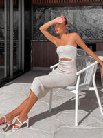 Midi Jurk met Cut-out en Strepen - Mini Dresses - Jurkjes.co