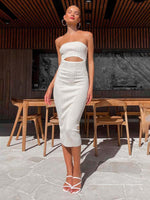 Midi Jurk met Cut-out en Strepen - Mini Dresses - Jurkjes.co