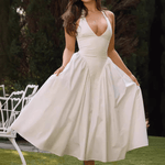 Midi Jurk met Diepe V-hals en Open Rug - CB - Dress - Jurkjes.co