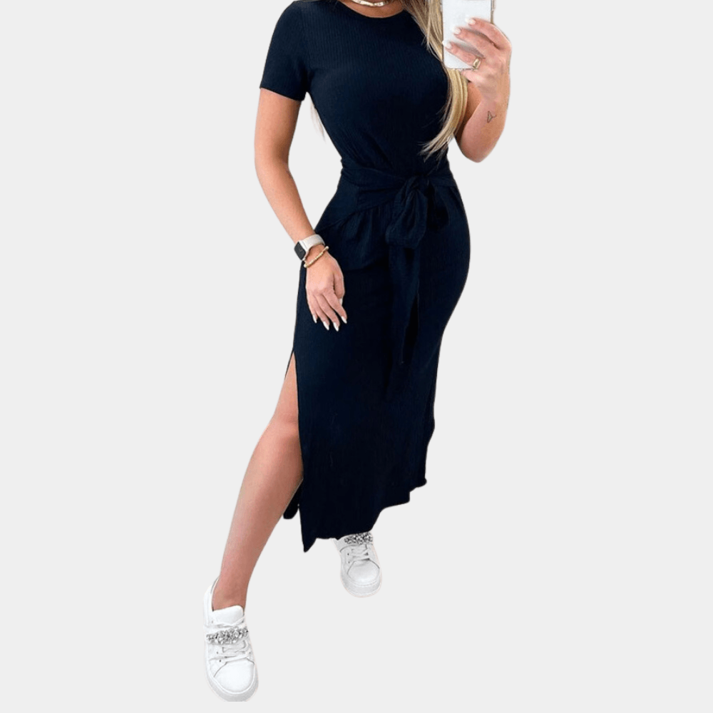 Midi Jurk met Dierenprint en Ceintuur - CB - Dresses - Jurkjes.co